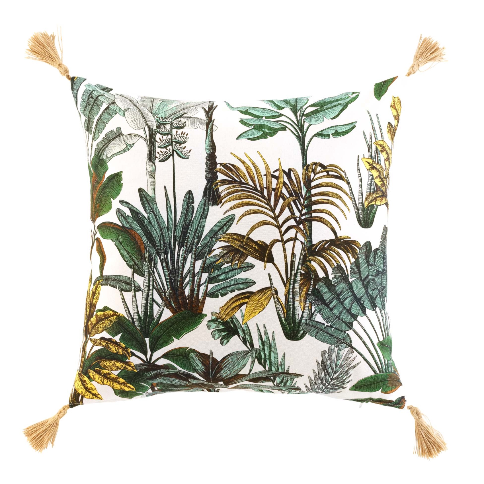 Coussin déhoussable imprimé feuillage, DOUCEUR D'INTÉRIEUR