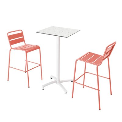 Table haute en HPL inclinable et 2 chaises hautes en métal OVIALA