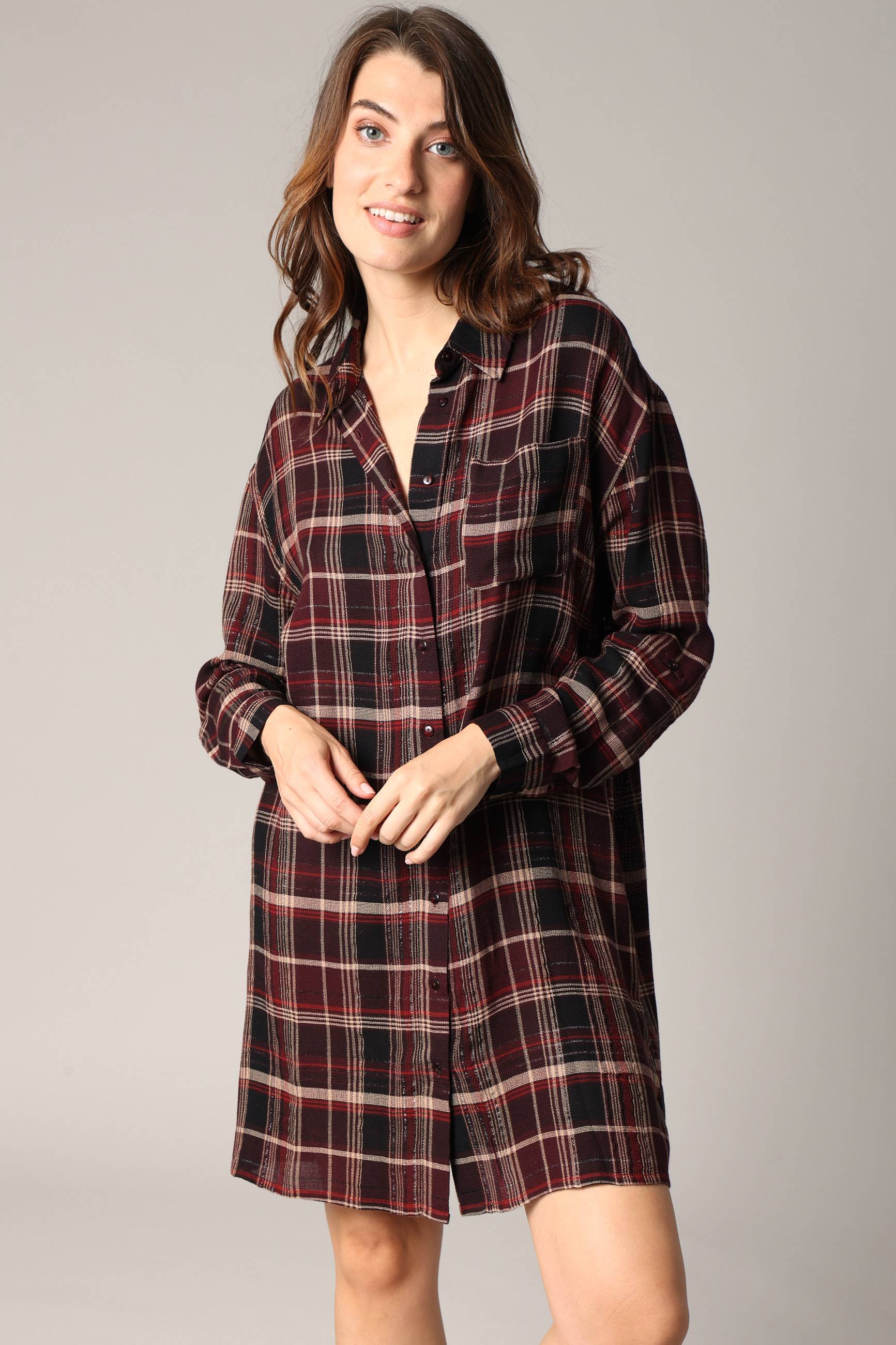 Robe chemise à carreaux VYANI, DEELUXE