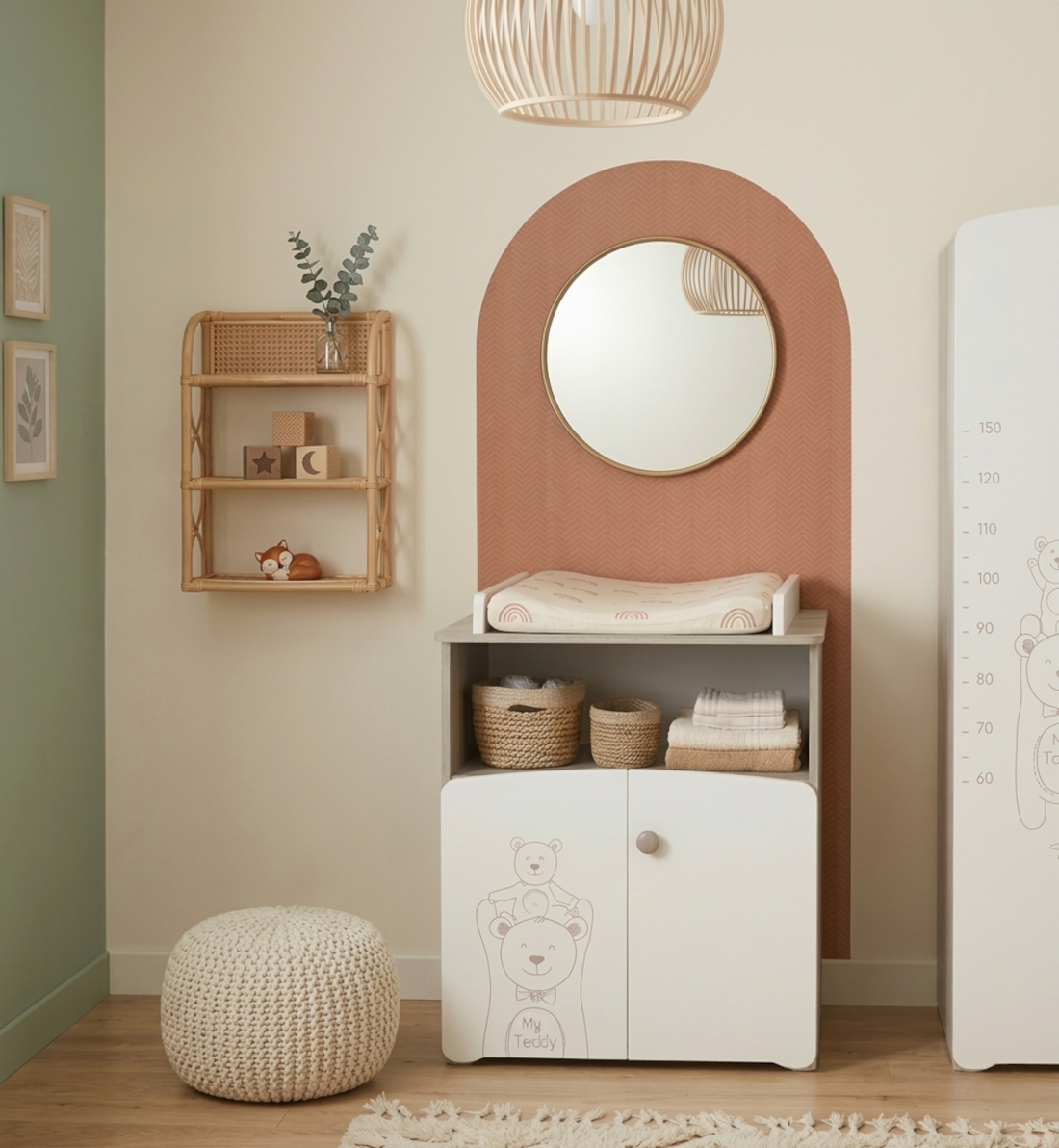 Commode à langer 2 portes en bois, BABY PRICE