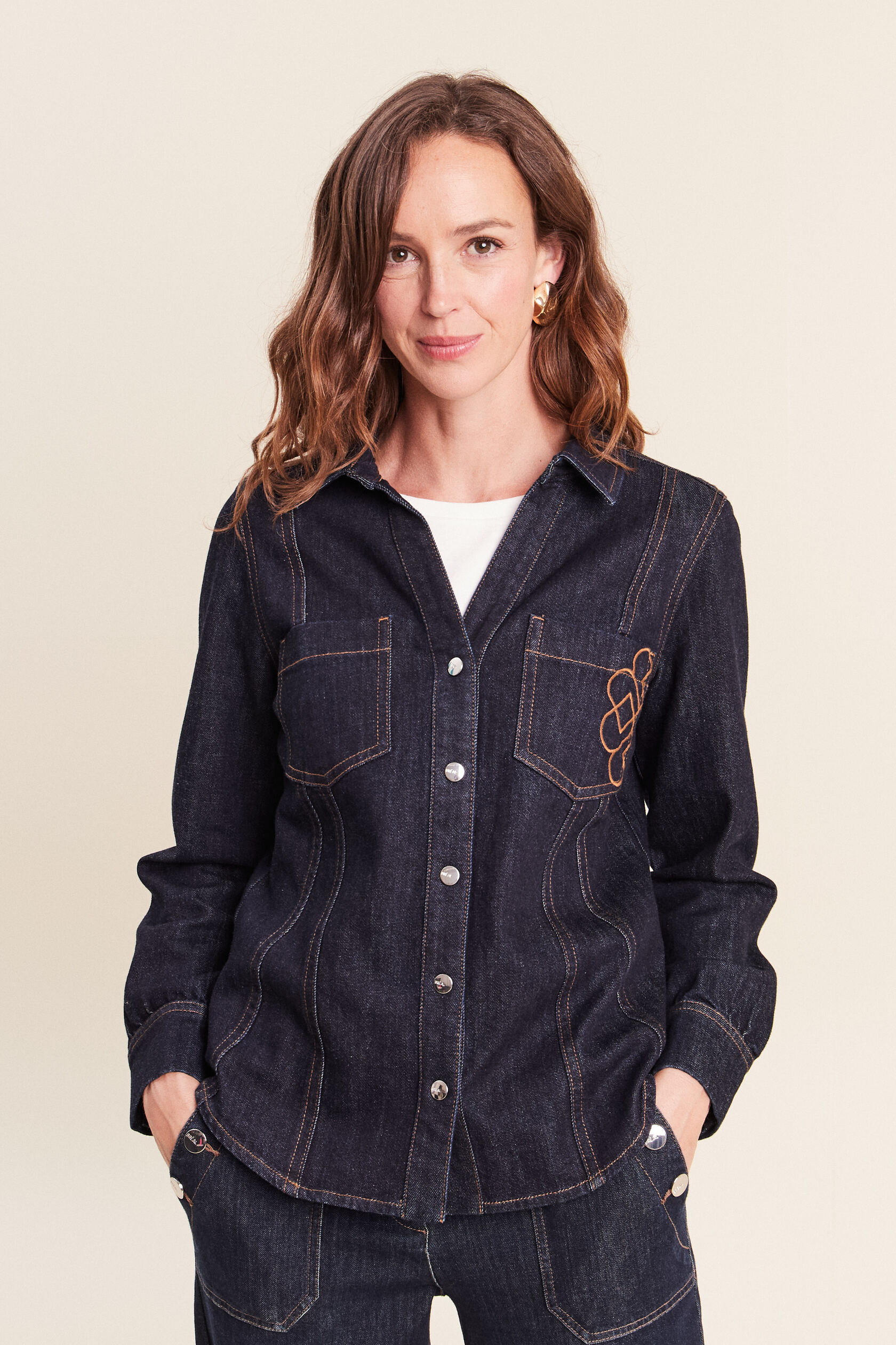 Chemise cintrée en jean manches longues, BREAL