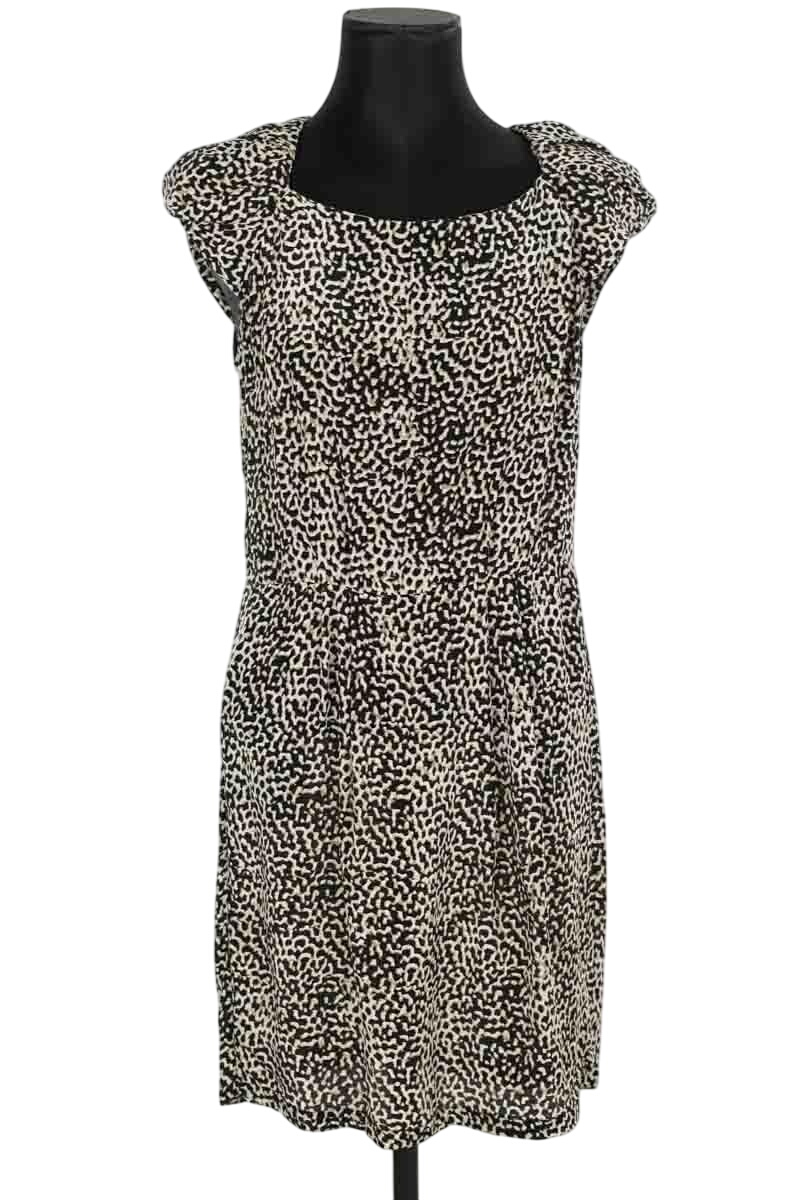 Robe Maje En Soie Grise - Taille 36 - Longueur Genou - Occasion Très Bon état - Style Chemisier