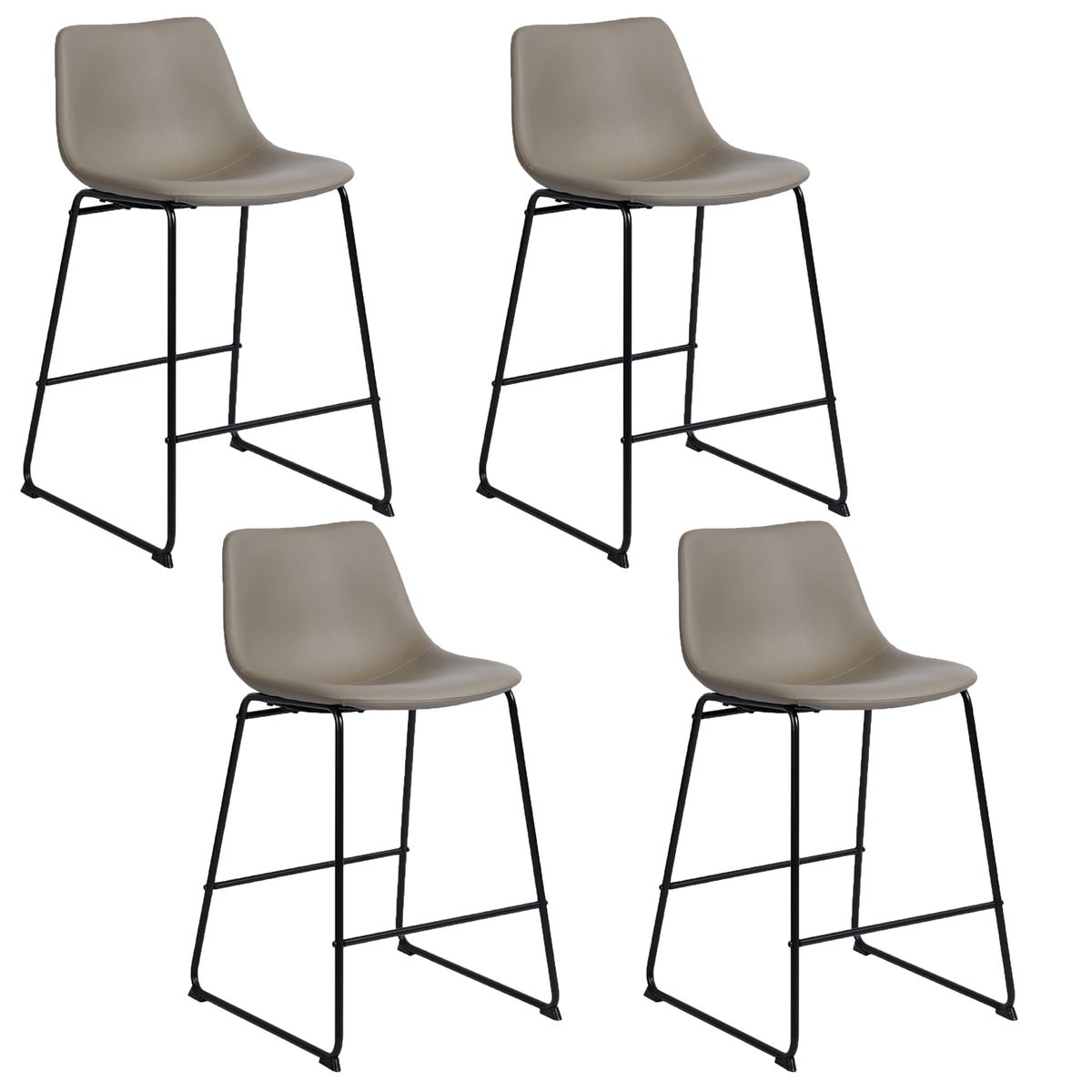 IDMARKET Lot de 4 tabourets de bar DETROIT assise ronde avec dossier