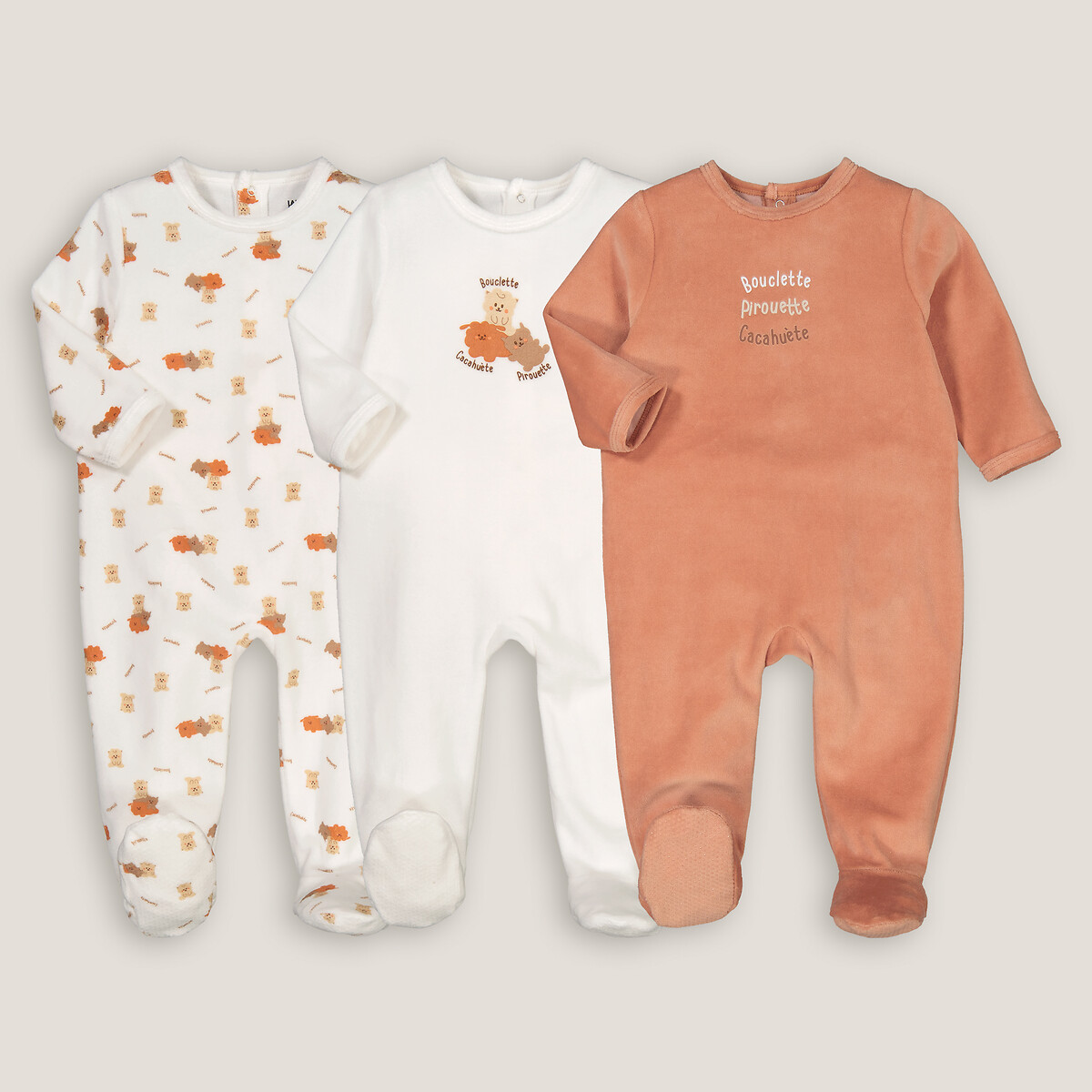Set van 3 pyjama's in fluweel