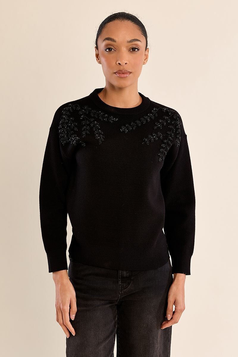 Pull col rond avec détails sequins, MOLLY BRACKEN