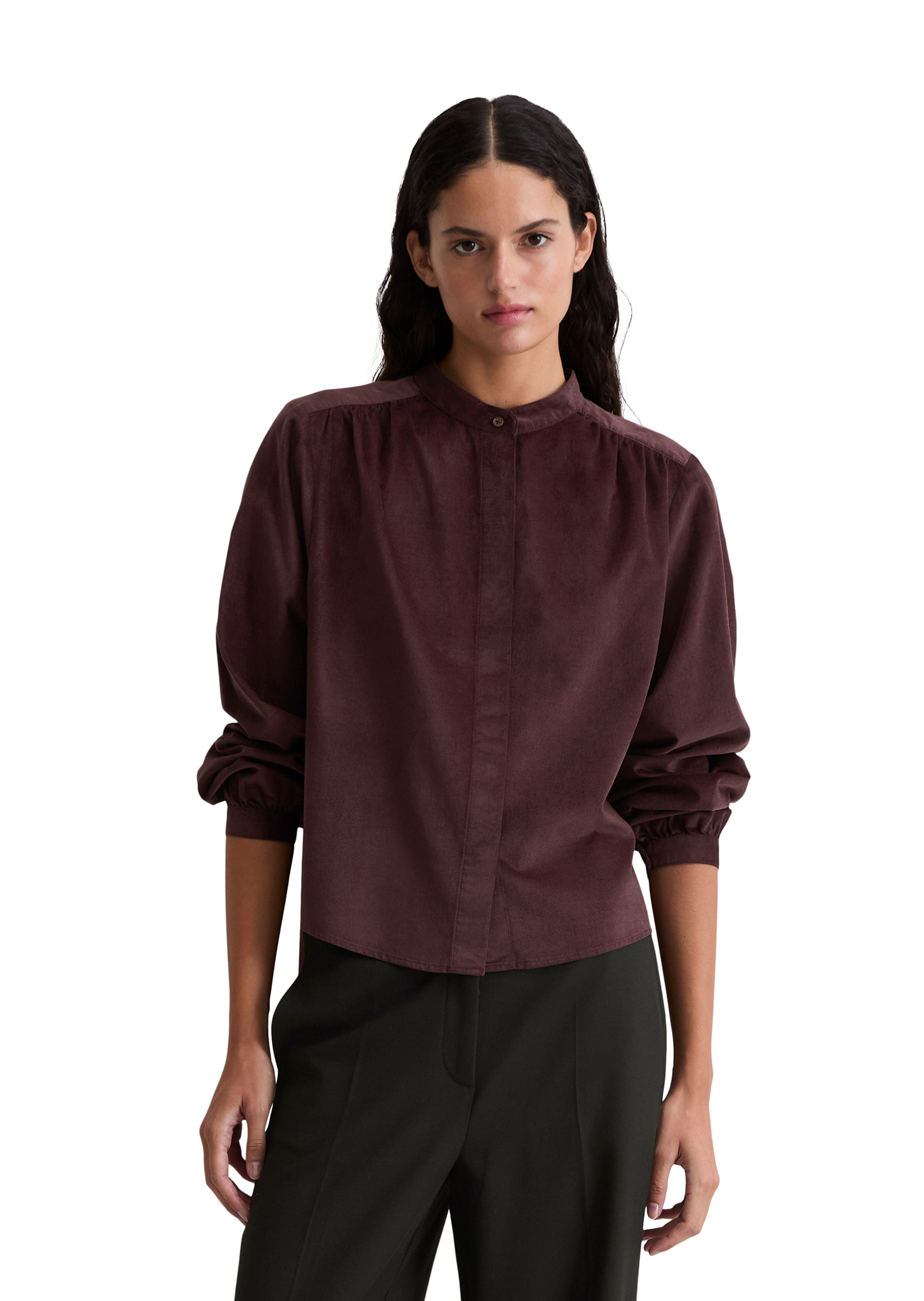 Blouse en velours loose en mélange de coton organique et de viscose, MARC O'POLO