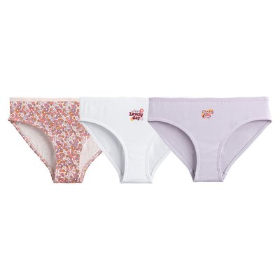 Pack of 3 Briefs in Cotton, Slogan/Floral Print LA REDOUTE COLLECTIONS
