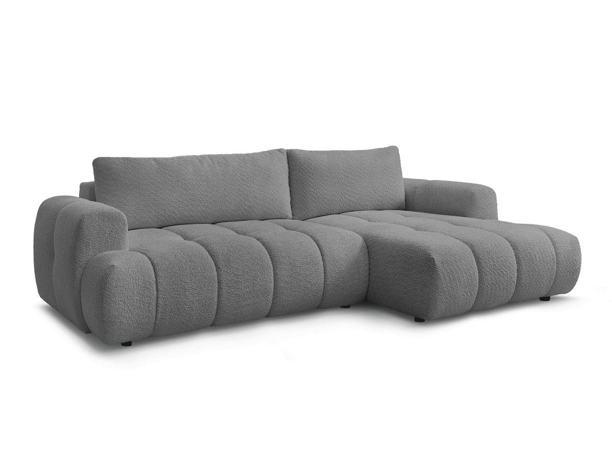 Canapé d'angle convertible 3 places en tissu bouclette, FUJI, BOBOCHIC