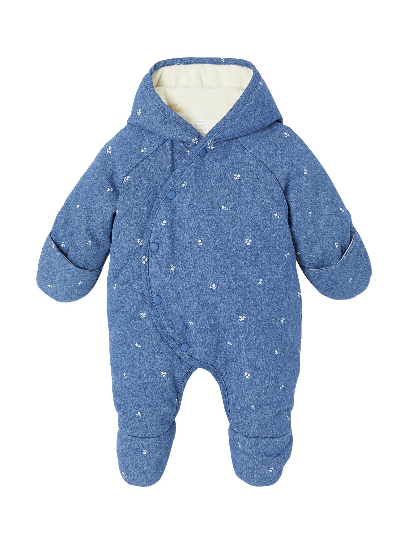 Combi-pilote naissance en denim entièrement imprimé, VERTBAUDET