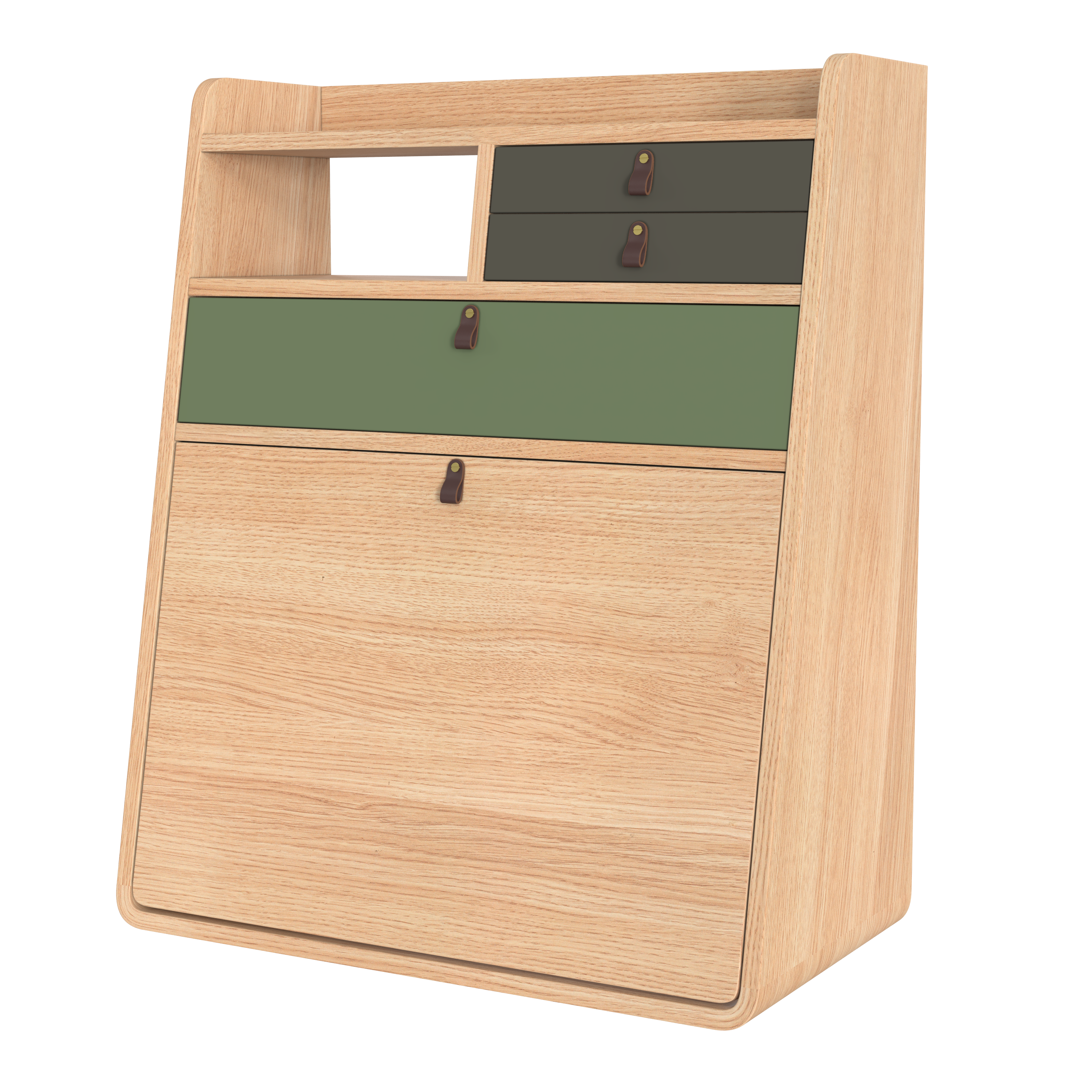 Bureau secrétaire mural en chêne 60 cm, GASTON, HARTO