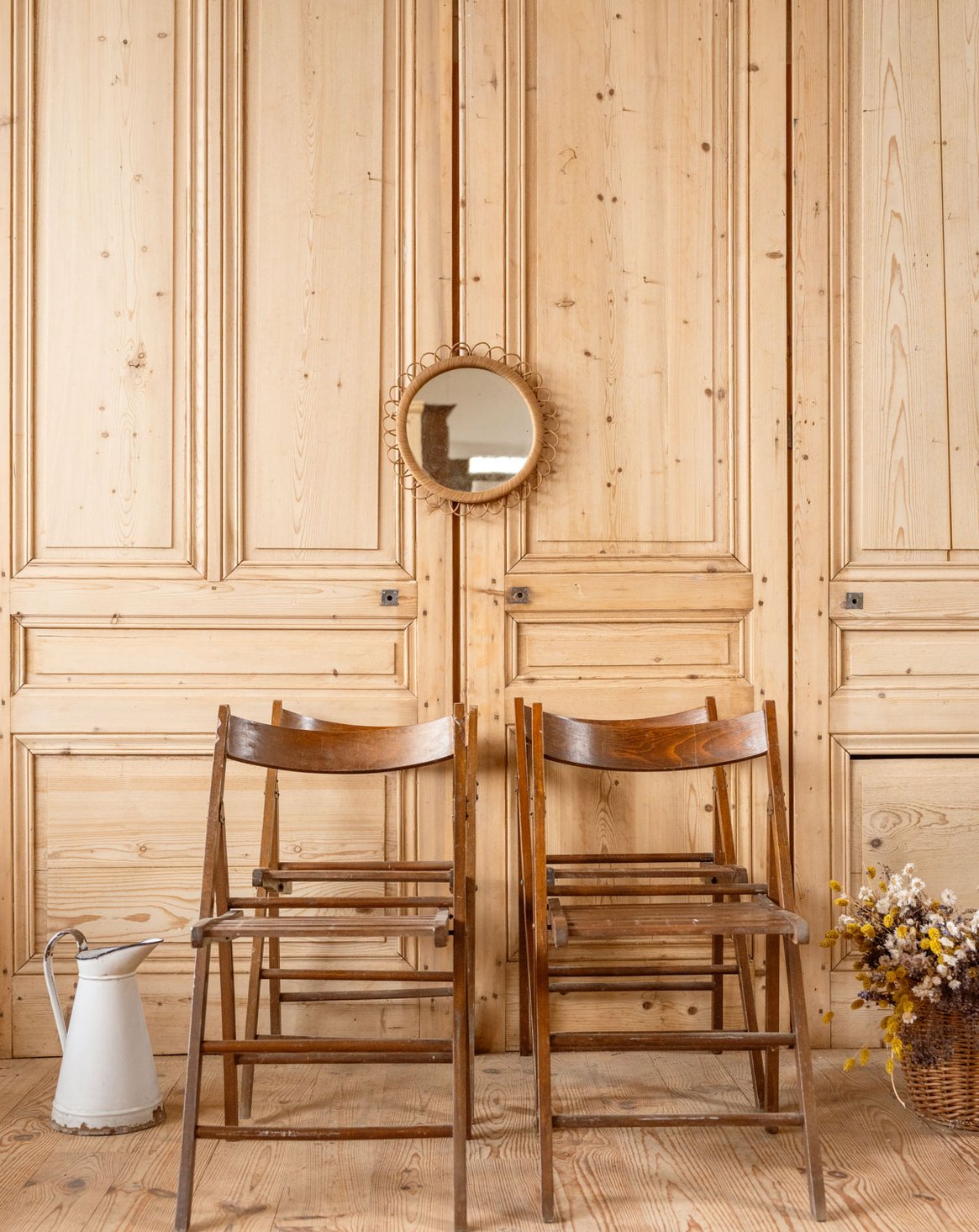 Lot de 4 chaises pliantes en bois Claude N°1462 - Bon état, DEBONGOUT