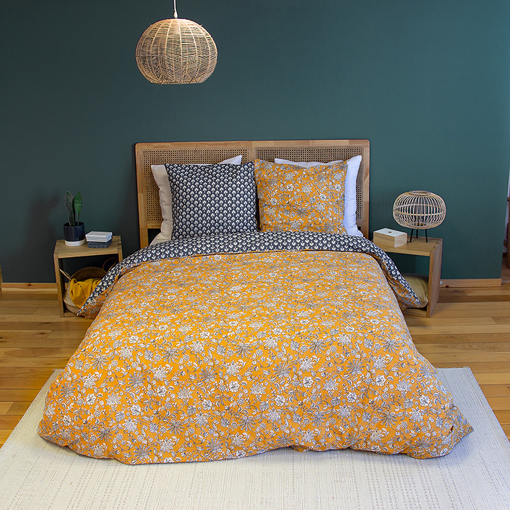 Parure de lit - housse de couette avec taies en coton, EDEN