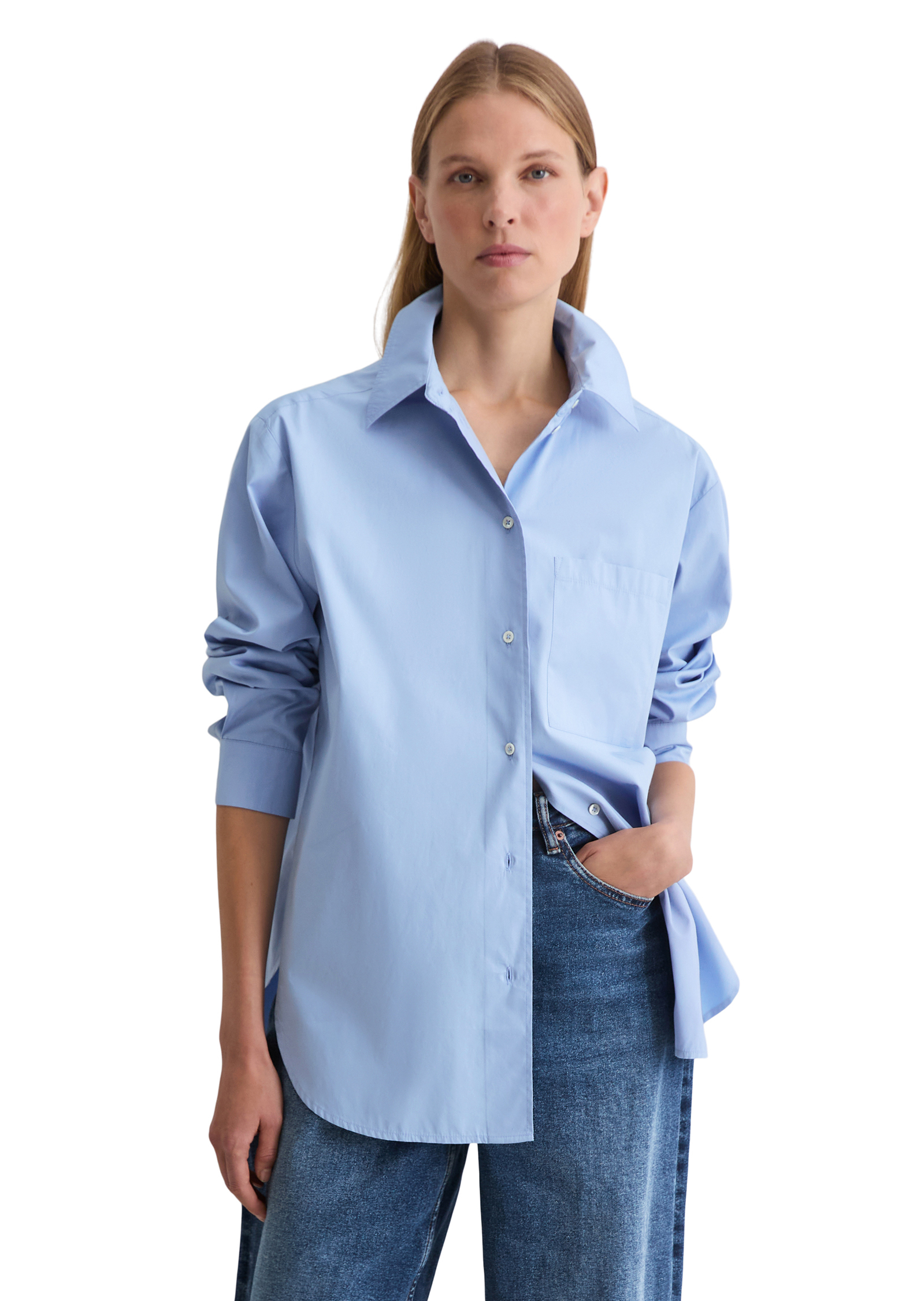 Blouse boyfriend en popeline de coton premium, MARC O'POLO