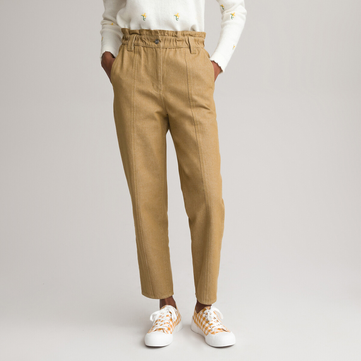 Buy SHFFL Beige Tapered Fit Trousers for Women Online  Tata CLiQ
