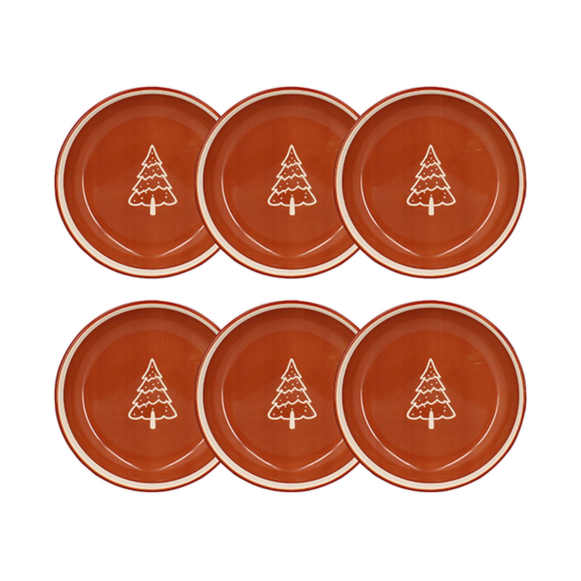 Lot de 6 assiettes creuses 20,5cm en grès, MONTAGNE, NOVASTYL
