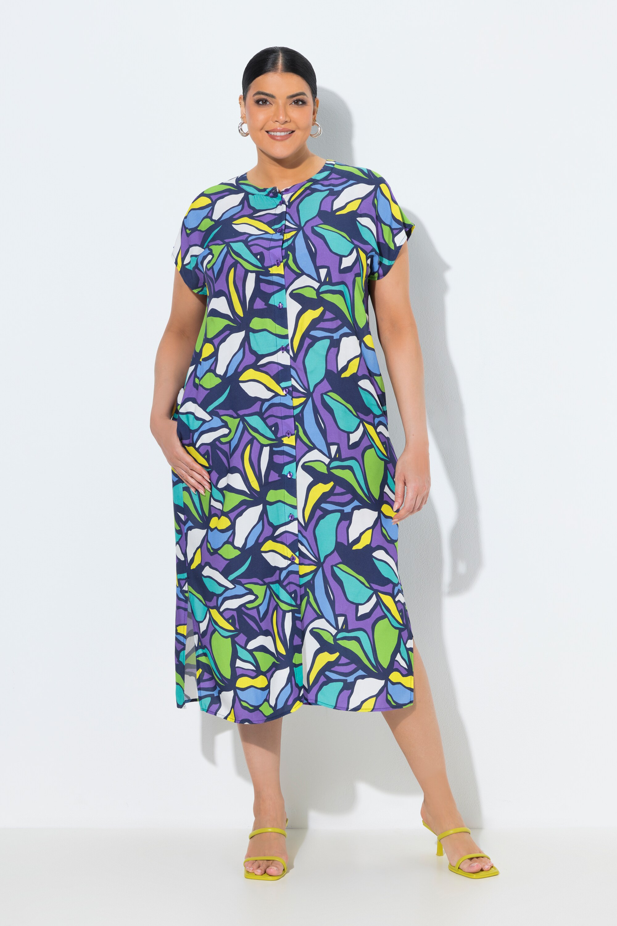 Robe midi oversize, motif feuilles, ULLA POPKEN
