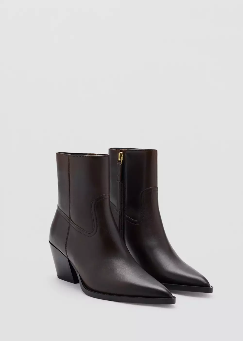 Bottine bout en cuir, MANGO