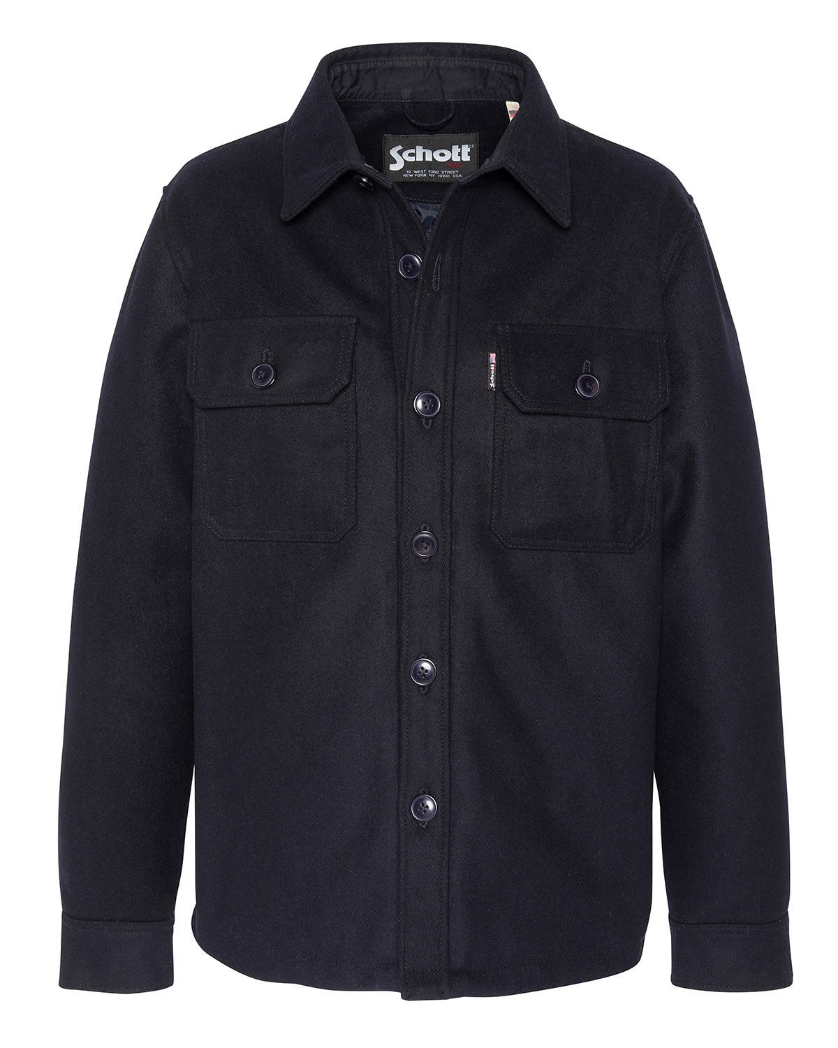 Veste boutonnée en laine mélangée, SCHOTT