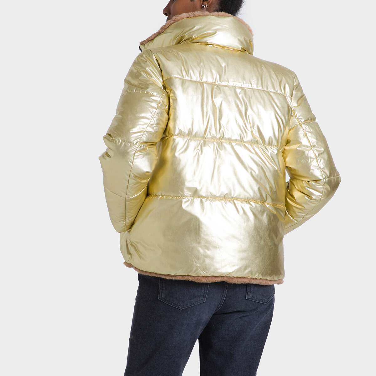 Metallic gold puffer on sale jacket