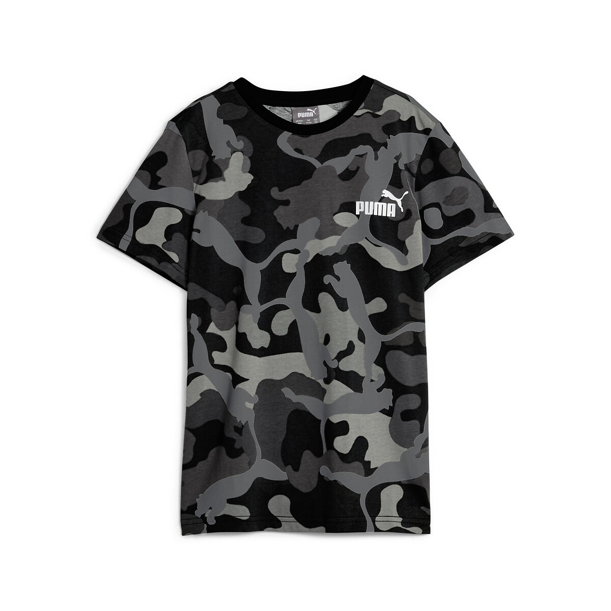 Image of Camo Print Cotton T-Shirt with Short Sleeves