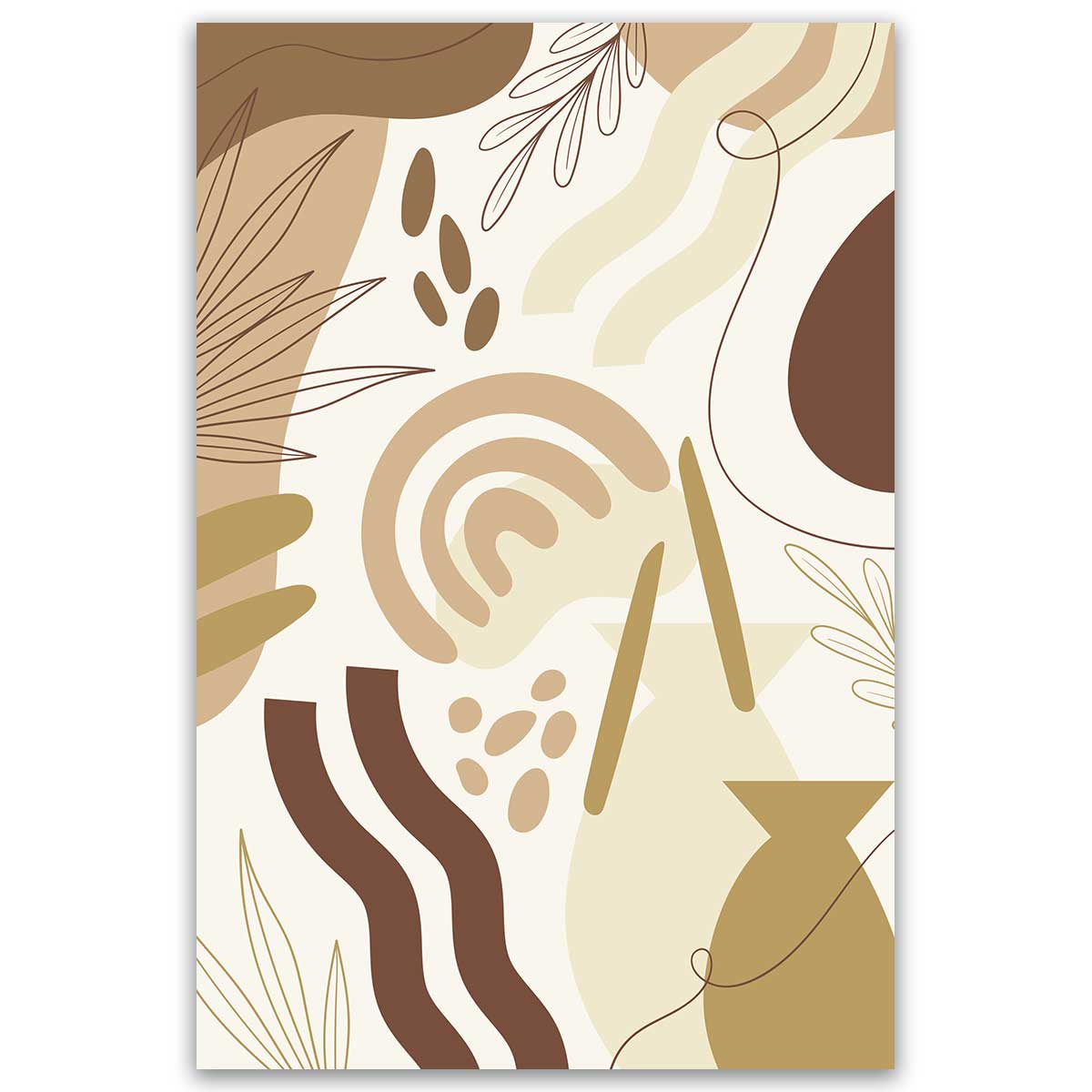 Tableau abstrait organique beige minimaliste, HEXOA