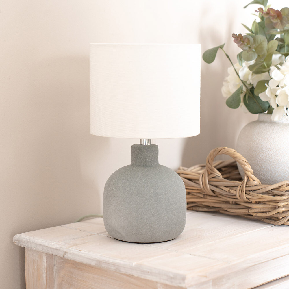 Carly Hand Finished Sandblast Ceramic Table Lamp with Linen Shade, SO'HOME