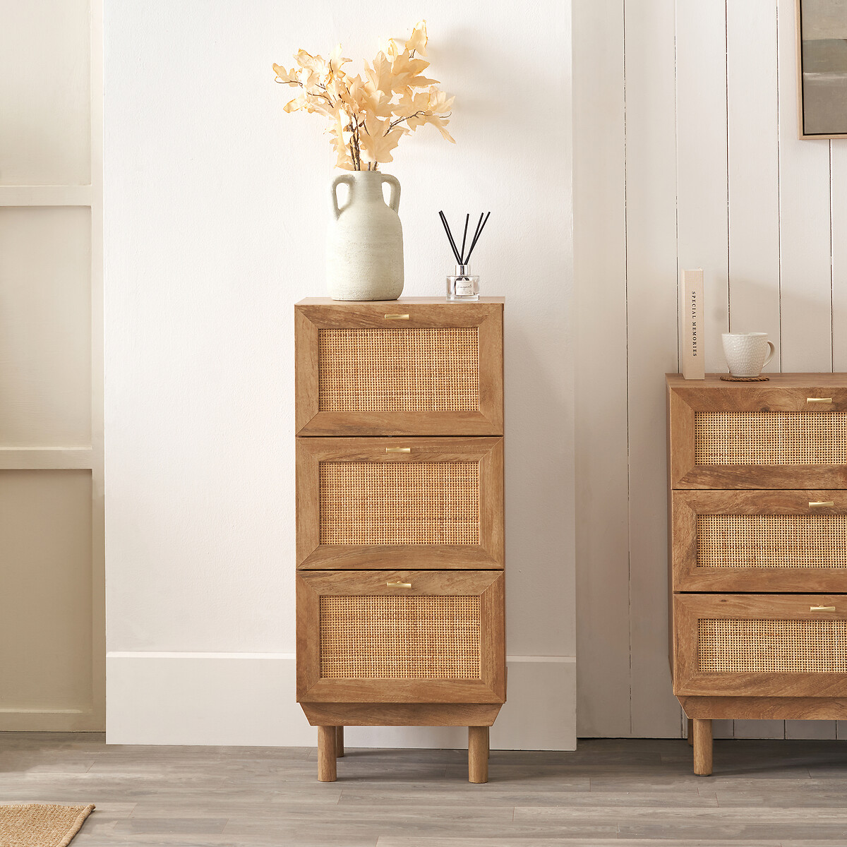Hedrik Tall Rattan 3-Drawer Unit, SO'HOME