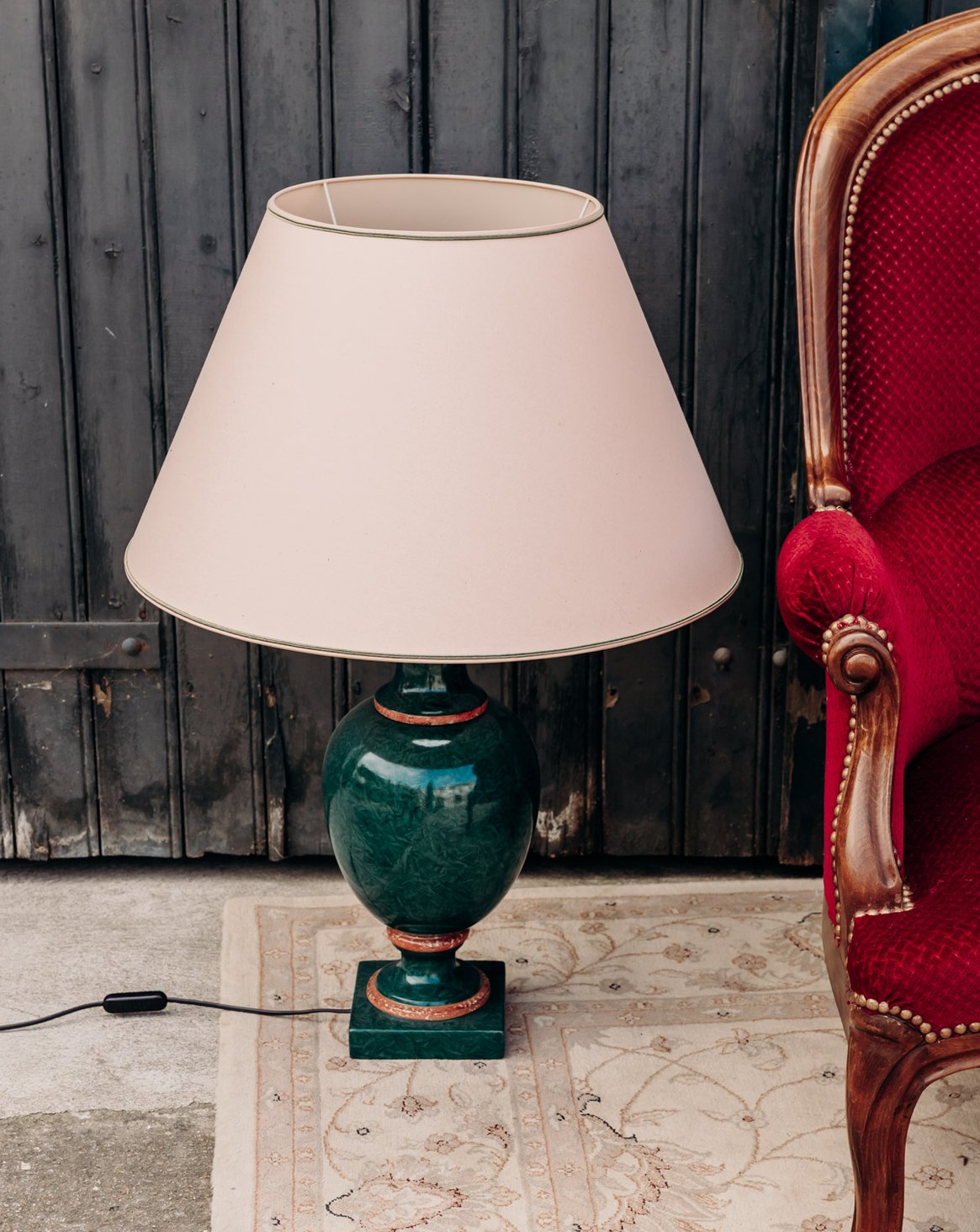 Lampe en céramique vert Suzanne N°559 - Bon état, DEBONGOUT