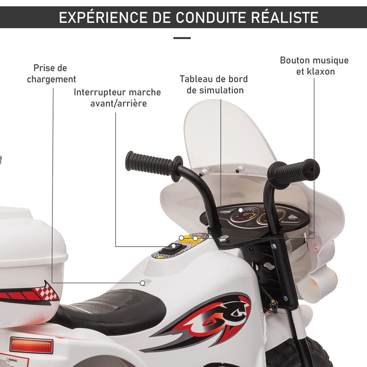Moto Scooter Électrique Policier Enfant 6 V 3 Km/h à Prix Carrefour