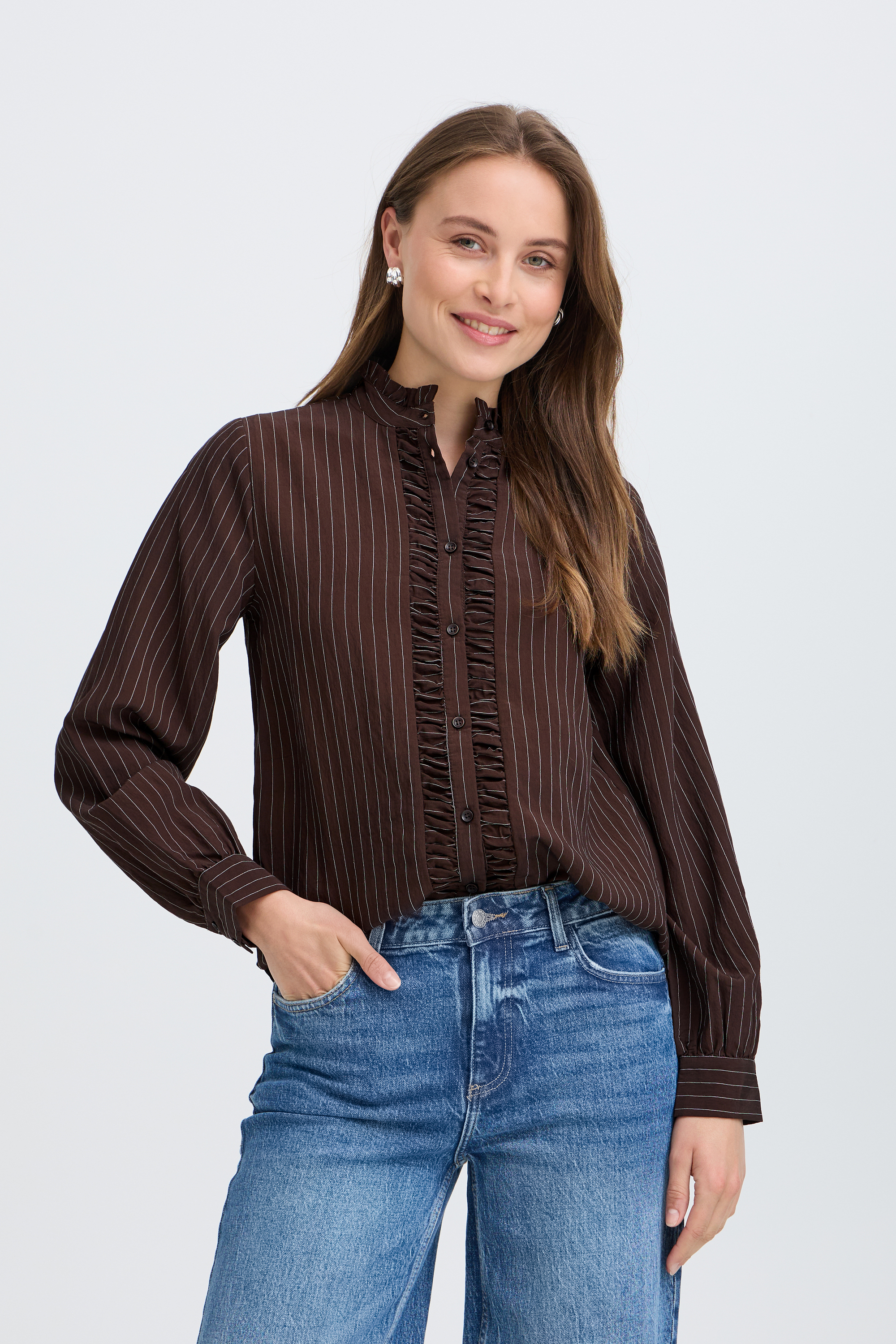 Chemise manches longues, poignets larges, B.YOUNG