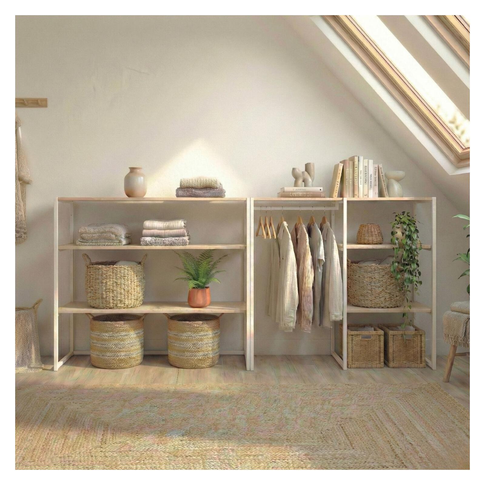 Lot de 2 portants vêtements sous combles modulables 200x85cm KADRA, MOB IN
