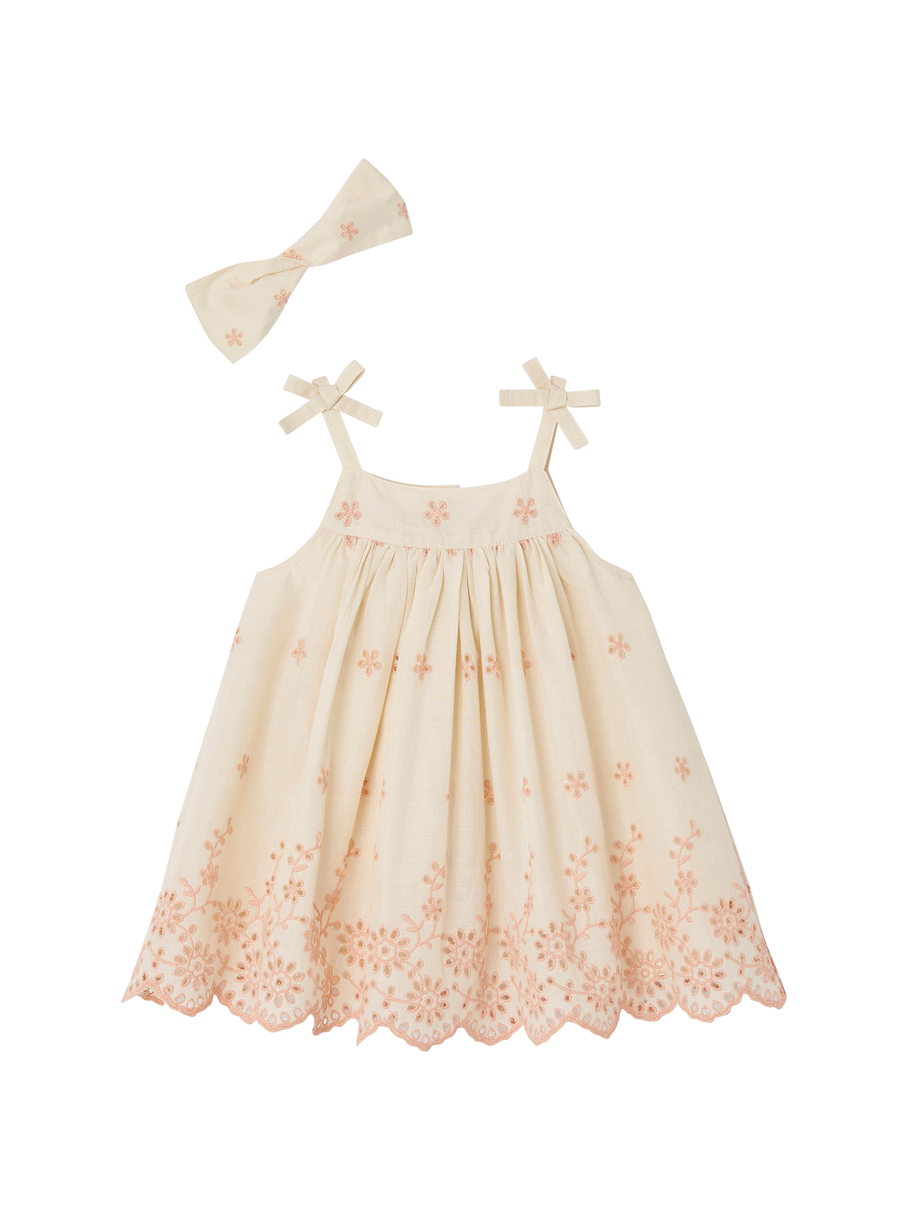 Robe brodée et son bandeau assorti bébé, VERTBAUDET