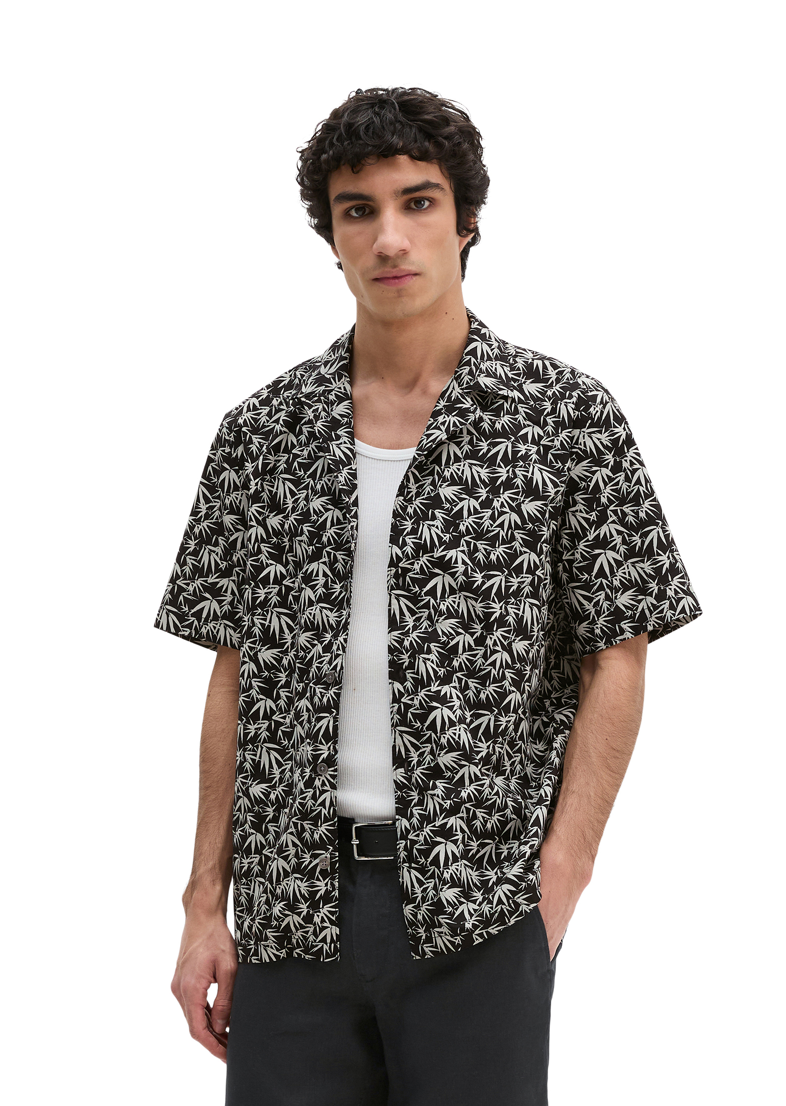 Chemise à manches courtes regular avec motif estival de feuilles, MARC O'POLO
