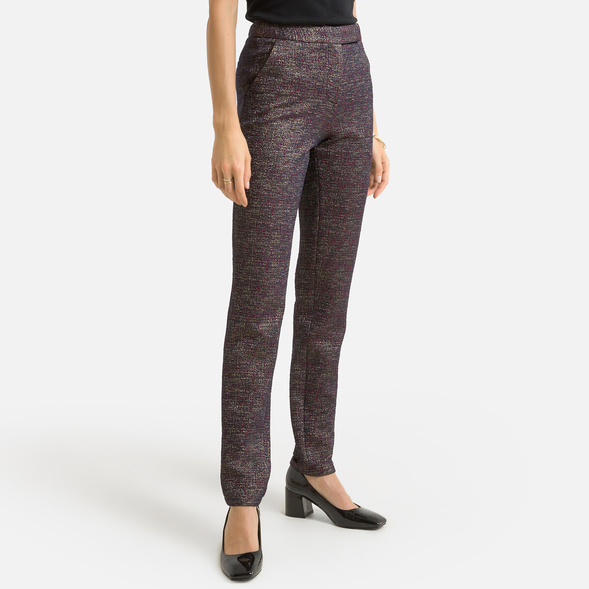Jacquard peg trousers, length 30.5 