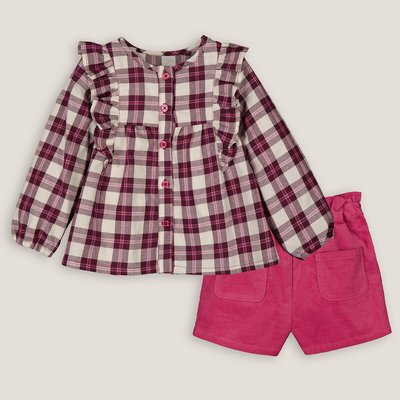 Cotton Ruffle Blouse/Shorts Outfit LA REDOUTE COLLECTIONS