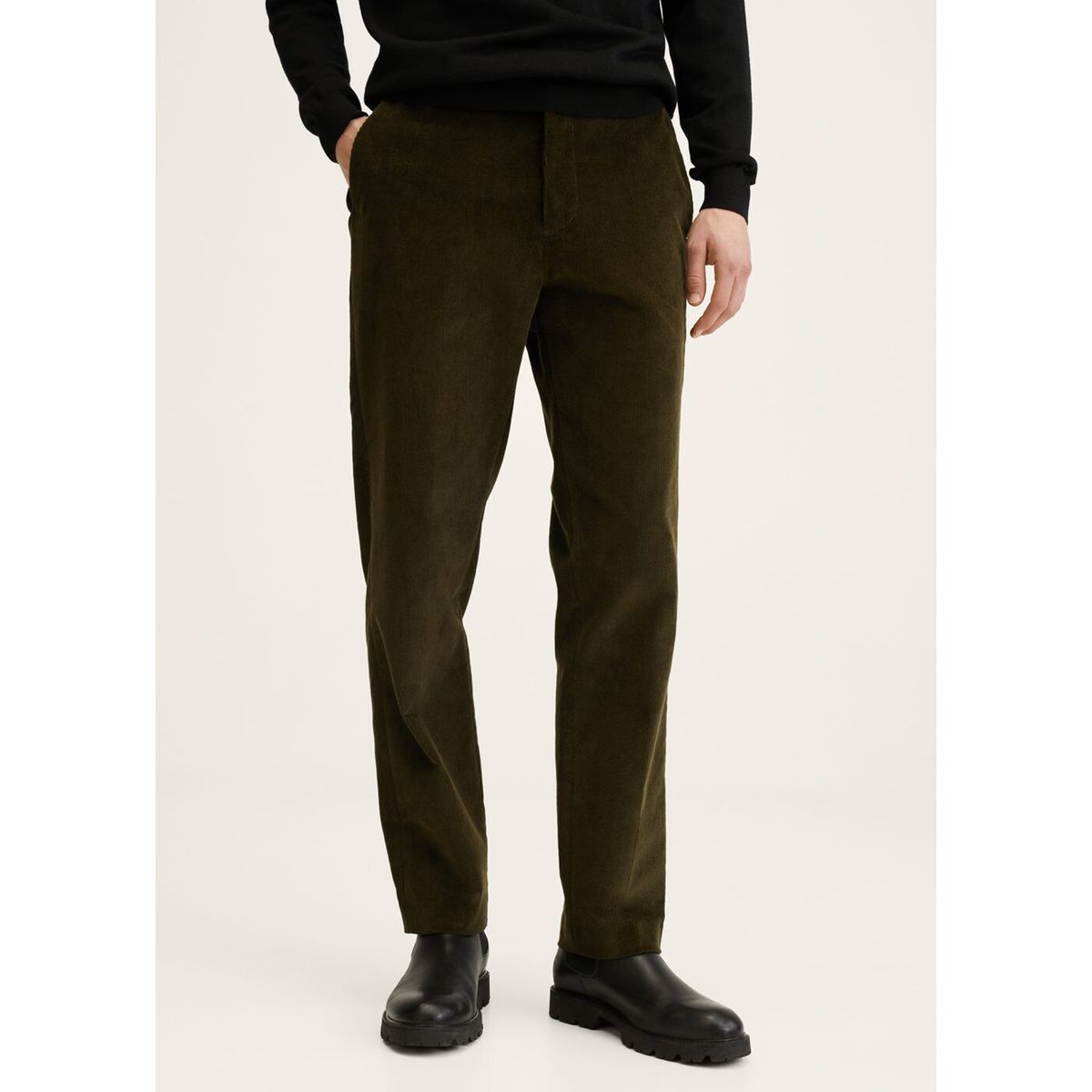 Pantalon regularfit velours côtelé kaki Mango Man La Redoute