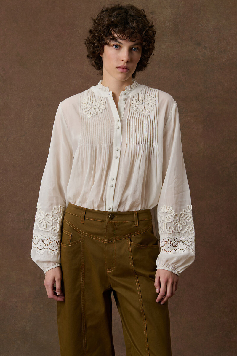 Geborduurde blouse met ronde hals en lange mouwen, ALICIA, LOUISE MISHA