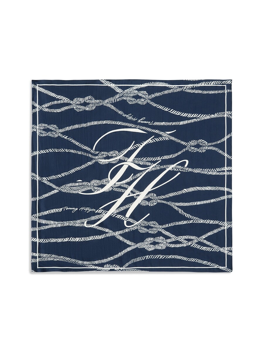 Foulard carré imprimé en soie, TOMMY HILFIGER