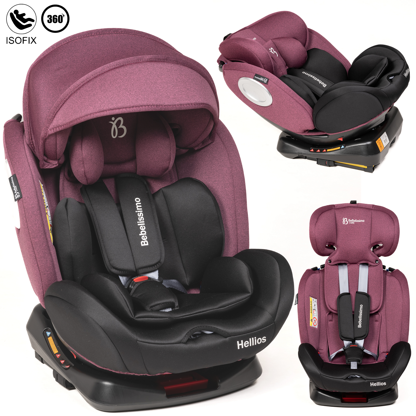 Siège auto Isofix - groupe 0+/1/2/3 - (0-36kg) - Hellios Plus, BEBELISSIMO J'AIME