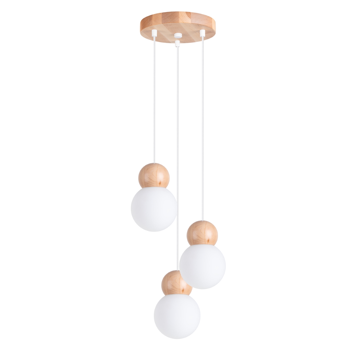 Suspension Verre Blanc/Bois Naturel G9 3 Pekka, EDEN