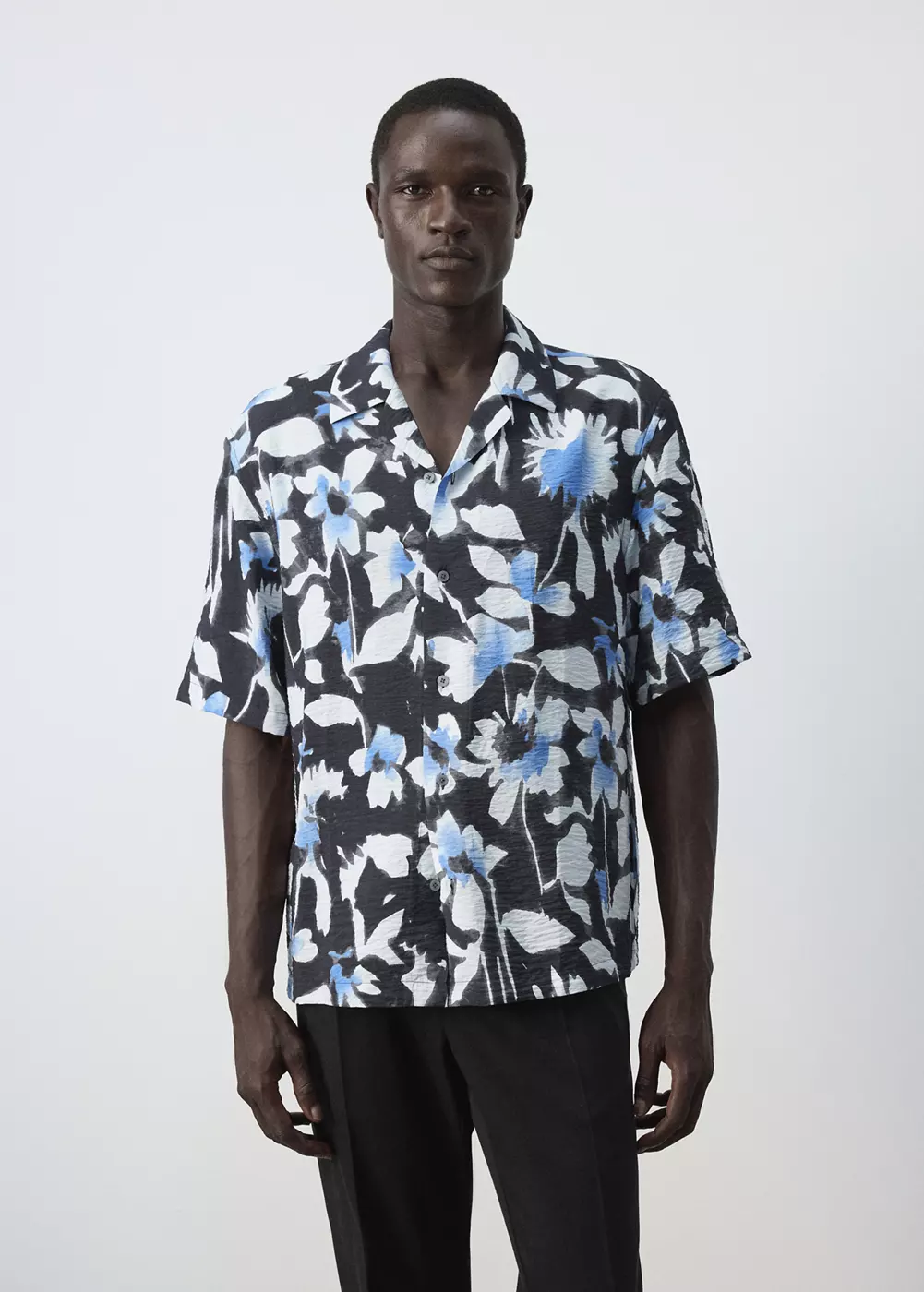 Chemise imprimée col bowling, MANGO MAN