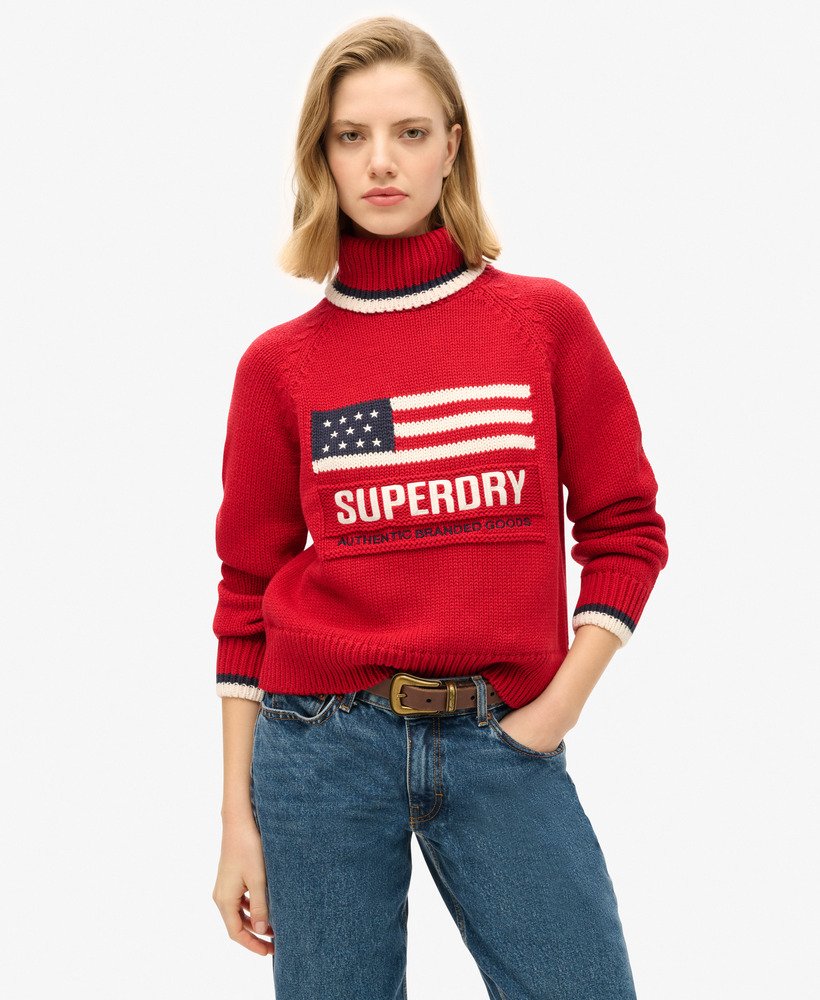 Pull en maille à col roulé Americana, SUPERDRY