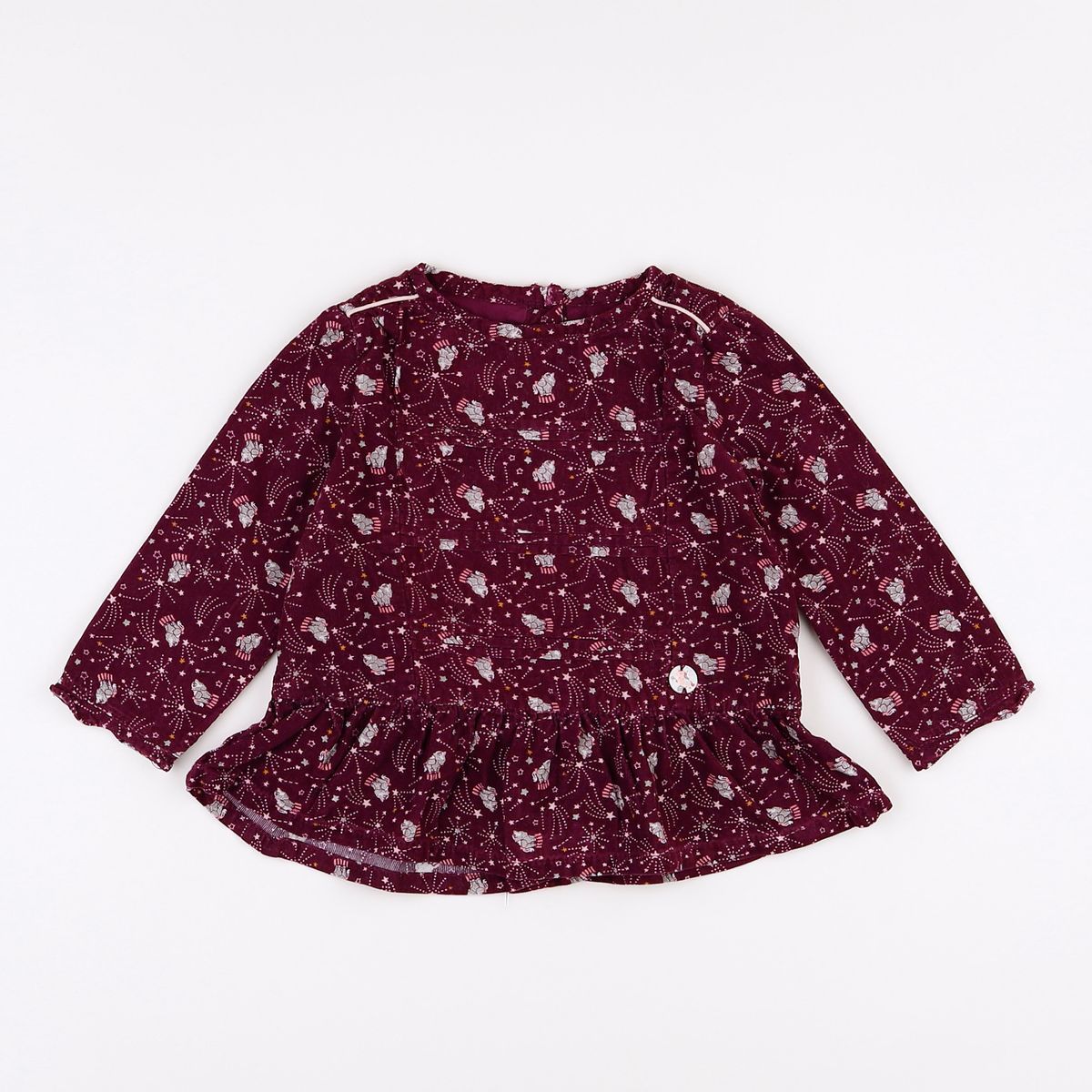 Blouse Vintage Femme Violette - Taille XL - Manches Papillon - Polyester - Occasion Bon état