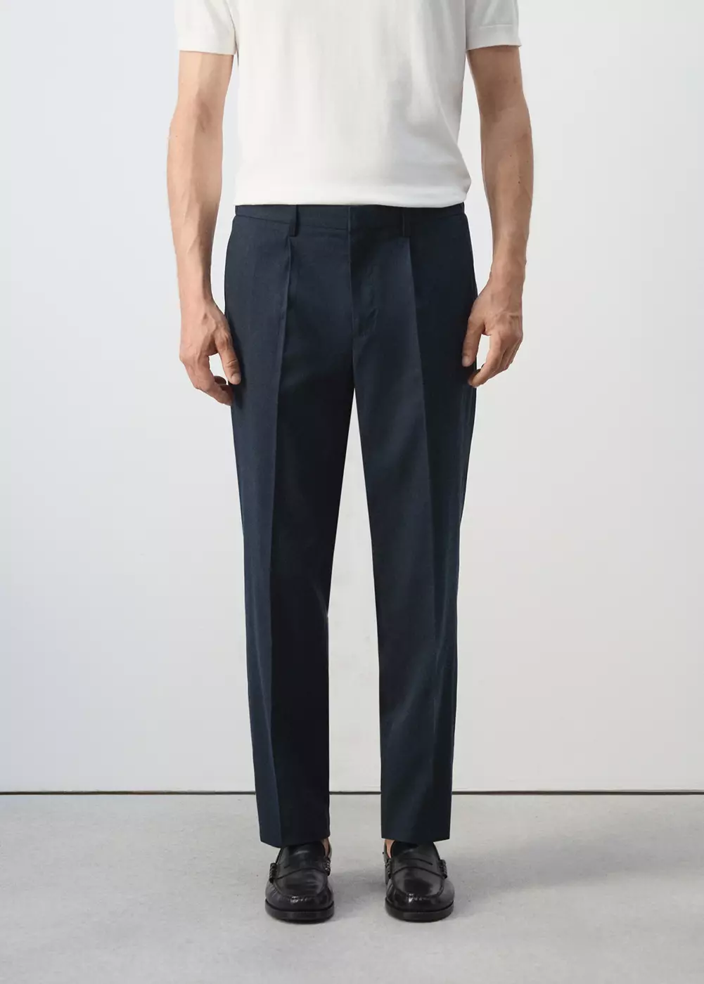 Pantalon slim-fit mélange de lin lyocell, MANGO MAN