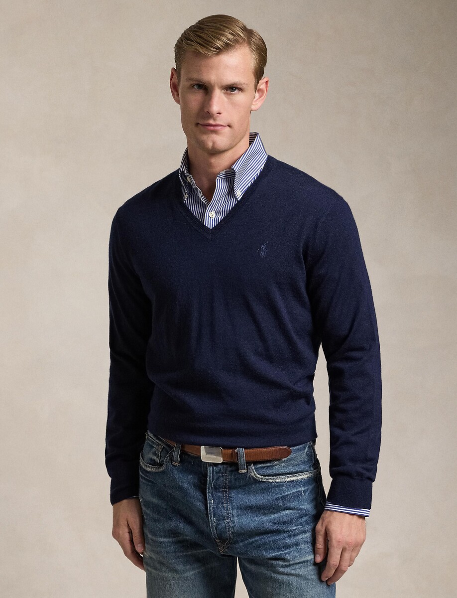 Pull en laine col v en grosse maille, POLO RALPH LAUREN