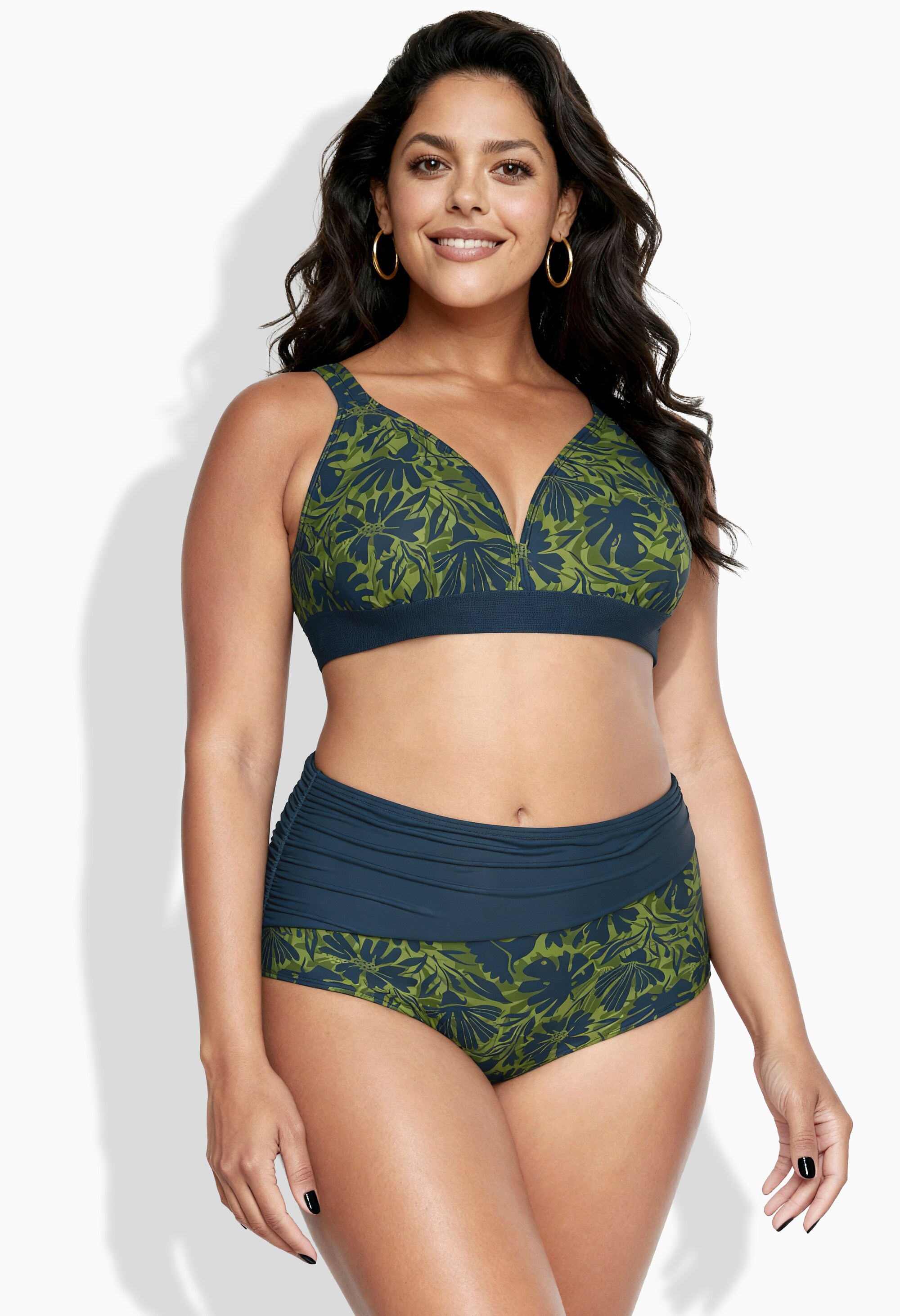 Bikini à fleurs, sans bonnets souples, ULLA POPKEN