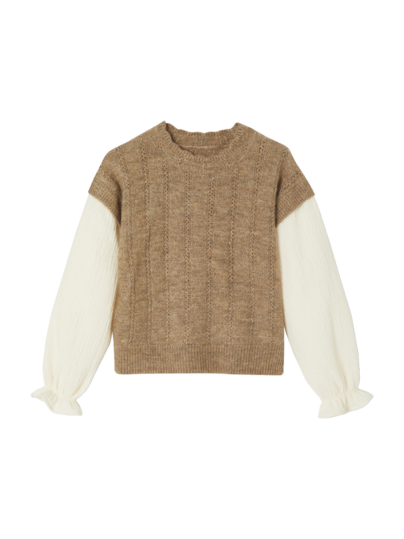 Pull 2 en 1 manches en gaze de coton, VERTBAUDET