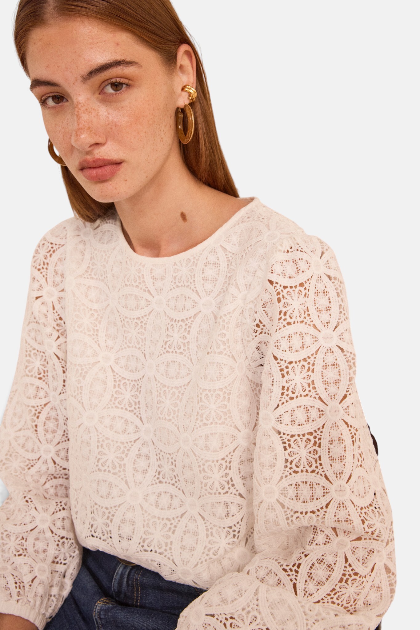 Blouse dentelles à manches longues MALIE, Maison 123