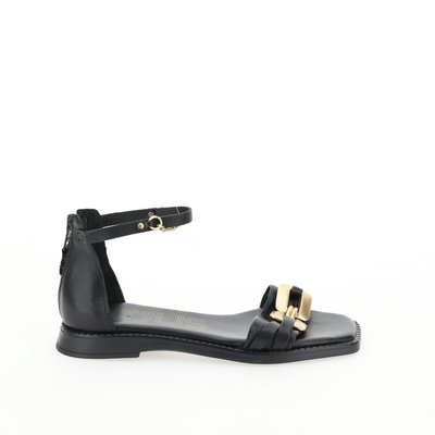 Leather Flat Sandals with Square Toe MJUS
