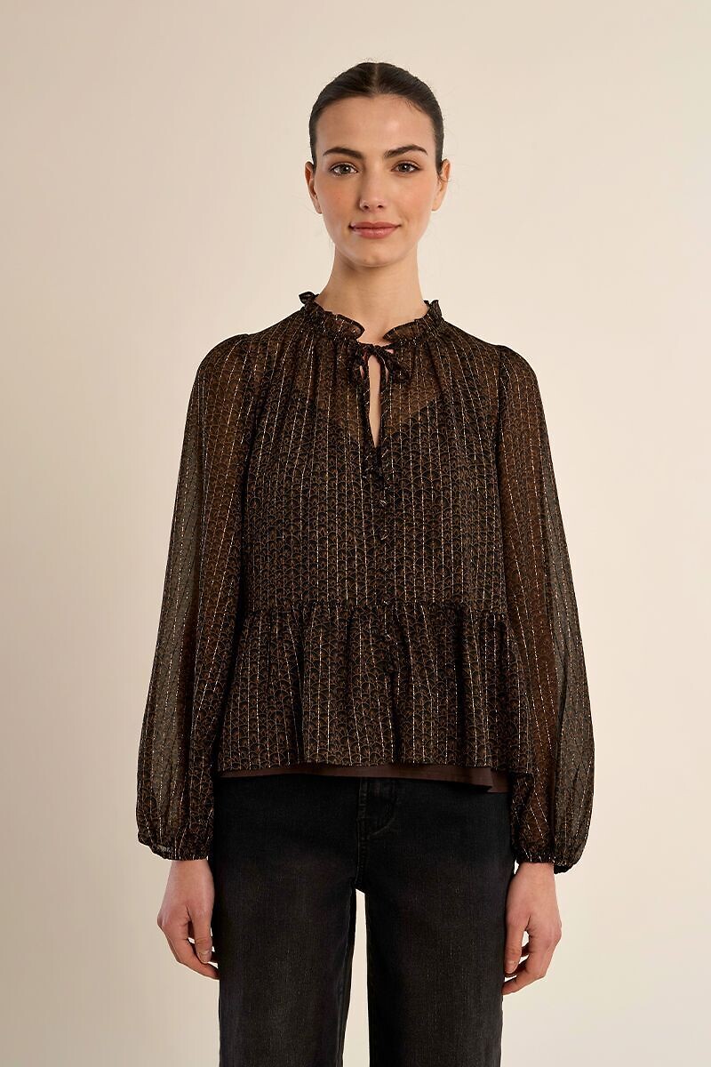 Blouse en voile avec fils métallisés dorés, MOLLY BRACKEN
